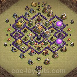 TH7 Anti 3 Stars CWL War Base Plan with Link, Hybrid, Copy Town Hall 7 Design, #49