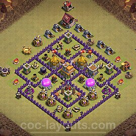 TH7 Anti 3 Stars CWL War Base Plan with Link, Hybrid, Copy Town Hall 7 Design 2024, #82