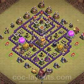 TH7 Anti 2 Stars CWL War Base Plan with Link, Copy Town Hall 7 Design 2024, #87