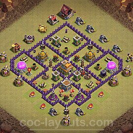 Die Maximal Clan War Base RH7 + Link, Hybrid 2024 - COC Rathaus Level 7 Kriegsbase (CK / CW) - #88