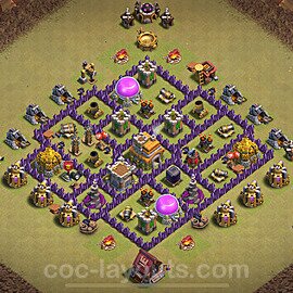 TH7 Anti 2 Stars CWL War Base Plan with Link, Anti Everything, Copy Town Hall 7 Design 2024, #92