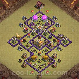 TH7 War Base Plan with Link, Anti Everything, Hybrid, Copy Town Hall 7 CWL Design 2024, #93