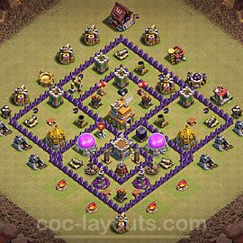 TH7 Anti 2 Stars CWL War Base Plan with Link, Anti Air / Dragon, Copy Town Hall 7 Design 2024, #95