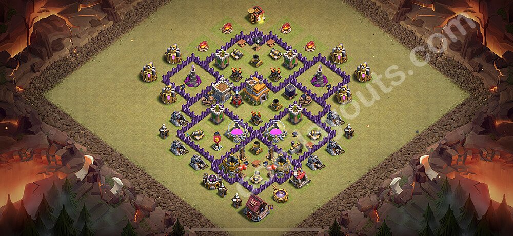 Municipio livello 7 Base di Guerra + Link, Anti Air / Dragon - Anti 2 Stelle Disposizione Villaggio COC 2025 TH7 - #101