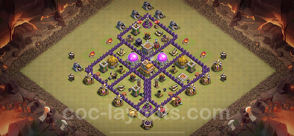 TH7 Anti 2 Stars CWL War Base Plan with Link, Anti Everything, Copy Town Hall 7 Design 2024, #104