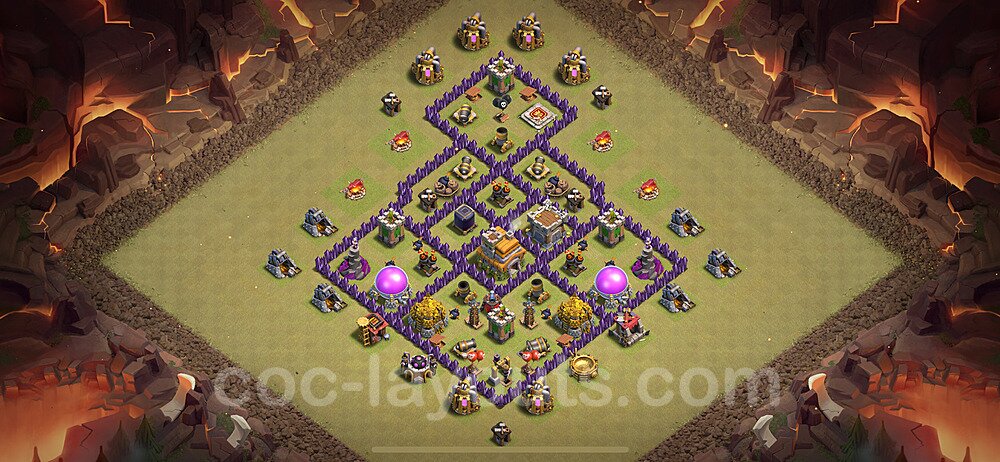 TH7 Anti 2 Stars CWL War Base Plan with Link, Anti Everything, Copy Town Hall 7 Design 2024, #109