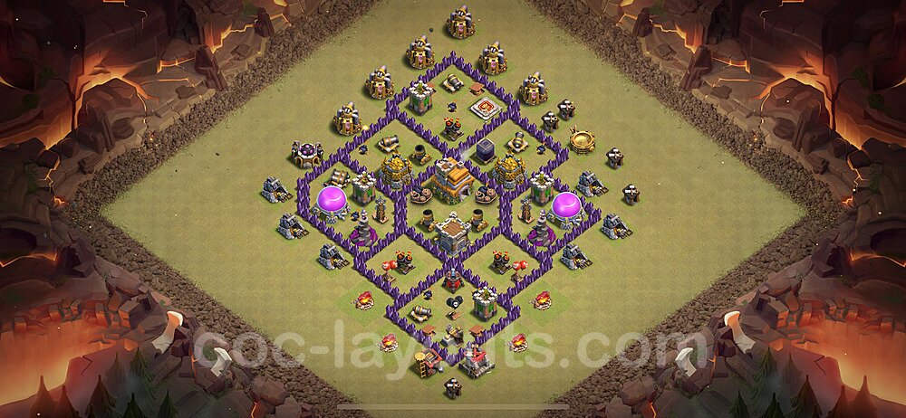 Die Clan War Base RH7 + Link, Anti Alles, Hybrid 2024 - COC Rathaus Level 7 Kriegsbase (CK / CW) - #111