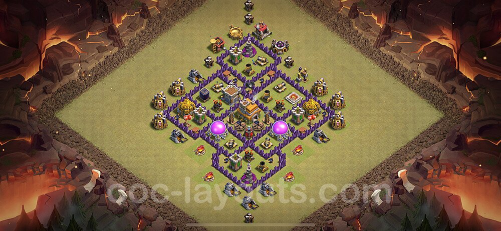 Diseño de aldea para Guerra Anti 2 Estrellas Ayuntamiento 7 Copiar, Anti Todo - COC TH7 Perfecta Distribucion 2024 + Enlace - #112