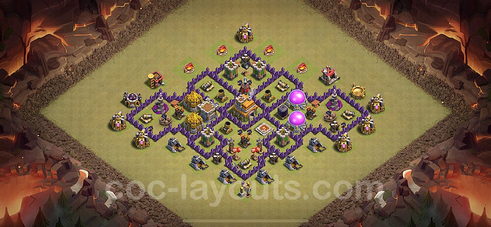 Die Clan War Base RH7 + Link, Anti Air / Dragon, Hybrid 2024 - COC Rathaus Level 7 Kriegsbase (CK / CW) - #113