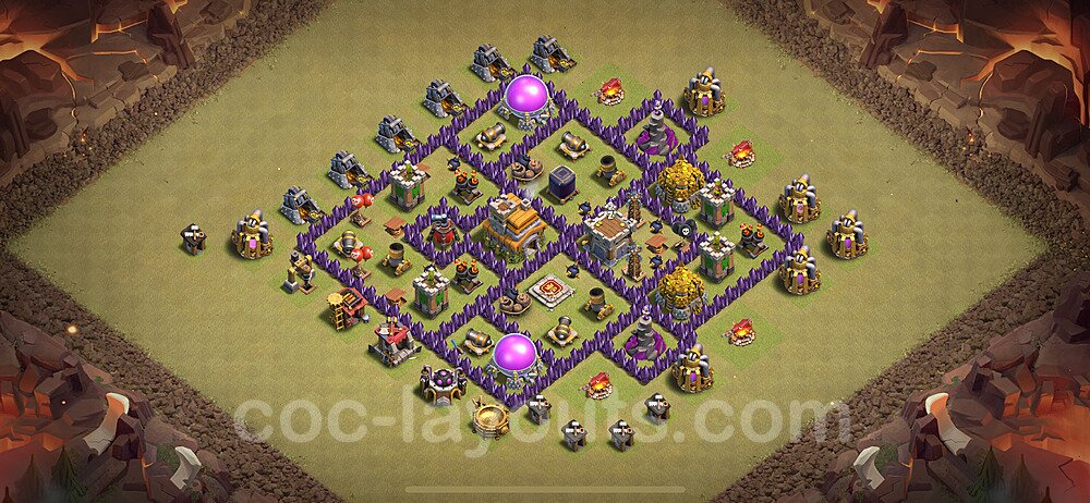 Diseño de aldea para Guerra Anti 2 Estrellas Ayuntamiento 7 Copiar, Anti Todo - COC TH7 Perfecta Distribucion 2024 + Enlace - #114