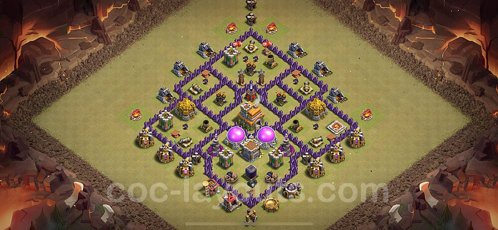 Diseño de aldea para Guerra Anti 2 Estrellas Ayuntamiento 7 Copiar, Anti Todo - COC TH7 Perfecta Distribucion 2024 + Enlace - #115