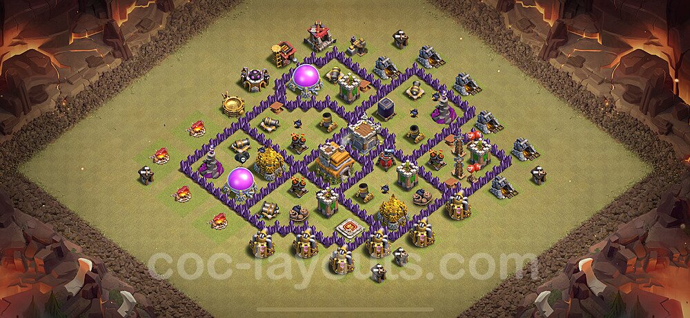 Diseño de aldea para Guerra al Maximo Ayuntamiento 7 Copiar, Híbrido - Full COC TH7 Perfecta Distribucion 2024 + Enlace - #116