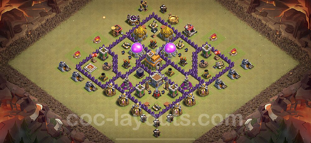 TH7 War Base Plan with Link, Anti Everything, Hybrid, Copy Town Hall 7 CWL Design 2024, #117