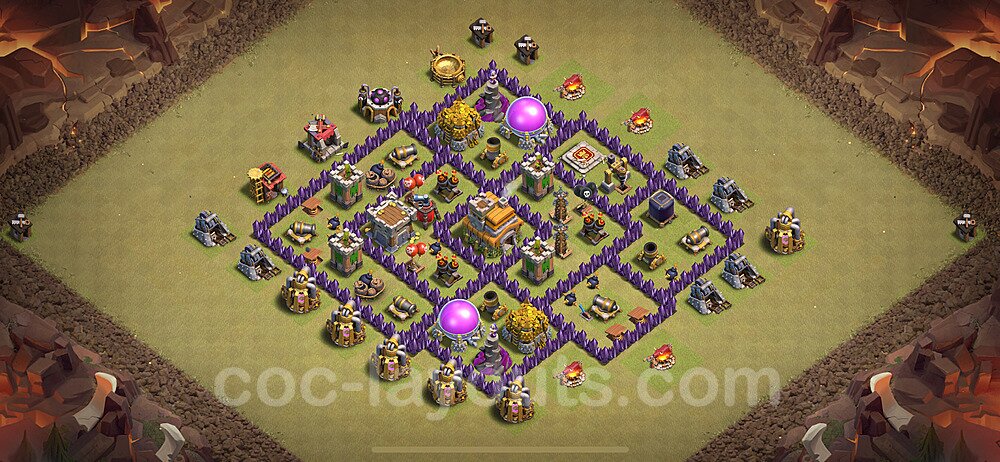 Diseño de aldea para Guerra Anti 3 Estrellas Ayuntamiento 7 Copiar, Anti Todo - COC TH7 Perfecta Distribucion 2024 + Enlace - #119