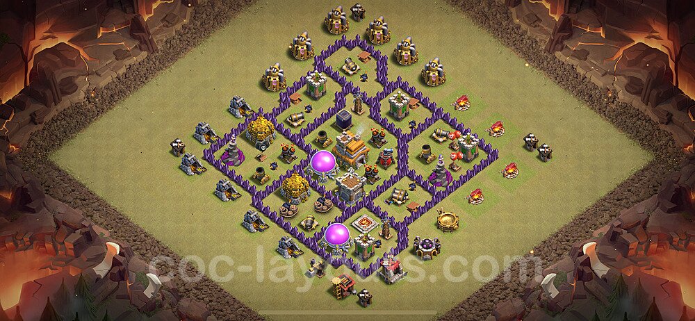 TH7 Anti 2 Stars CWL War Base Plan with Link, Anti Everything, Copy Town Hall 7 Design 2024, #123