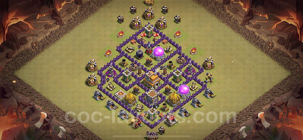 Diseño de aldea para Guerra al Maximo Ayuntamiento 7 Copiar, Híbrido - Full COC TH7 Perfecta Distribucion 2024 + Enlace - #124