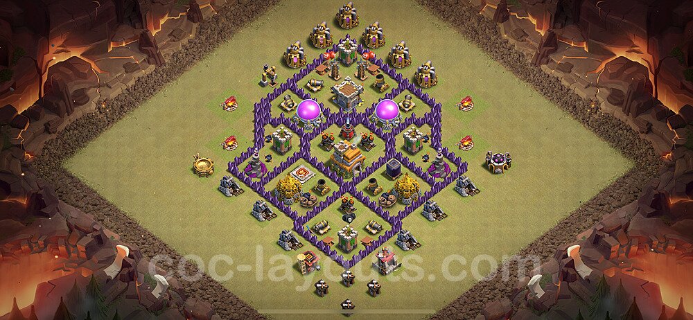 TH7 War Base Plan with Link, Anti Everything, Hybrid, Copy Town Hall 7 CWL Design 2024, #126