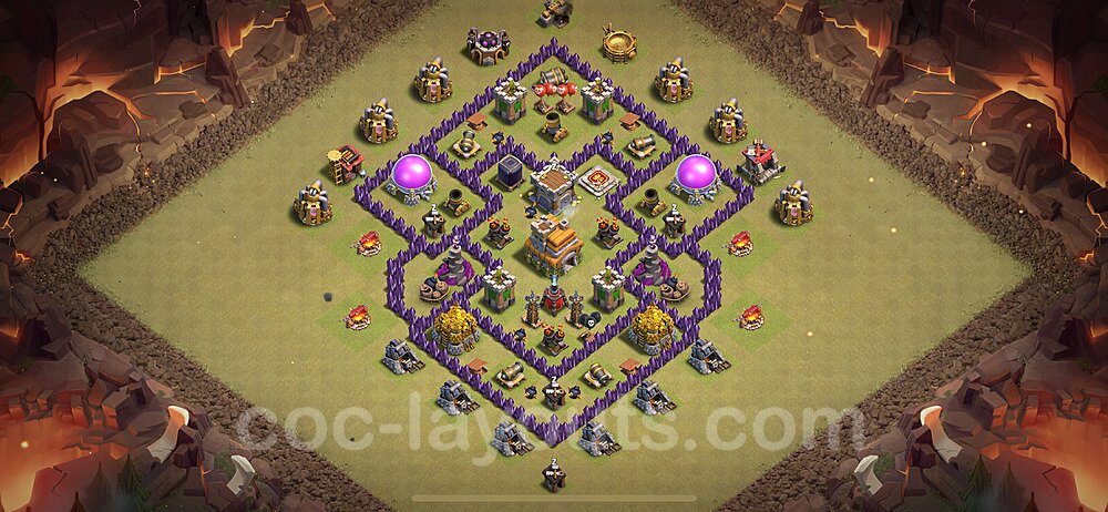 Diseño de aldea para Guerra al Maximo Ayuntamiento 7 Copiar, Híbrido - Full COC TH7 Perfecta Distribucion 2024 + Enlace - #127