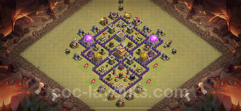 TH7 War Base Plan with Link, Anti Air / Dragon, Hybrid, Copy Town Hall 7 CWL Design 2024, #128