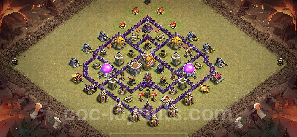 TH7 Anti 3 Stars CWL War Base Plan with Link, Anti Everything, Copy Town Hall 7 Design 2024, #129