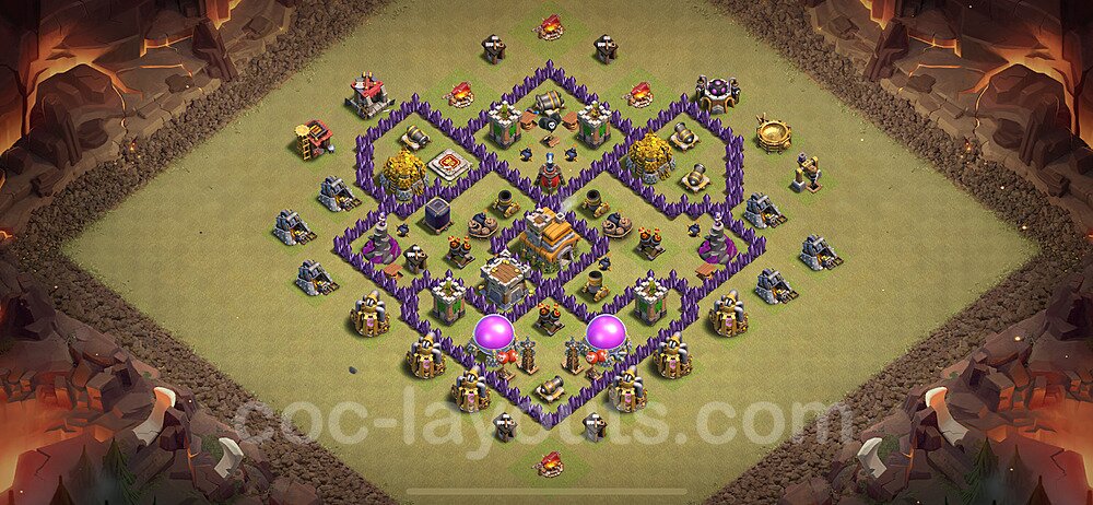 TH7 Anti 2 Stars CWL War Base Plan with Link, Anti Everything, Copy Town Hall 7 Design 2024, #132