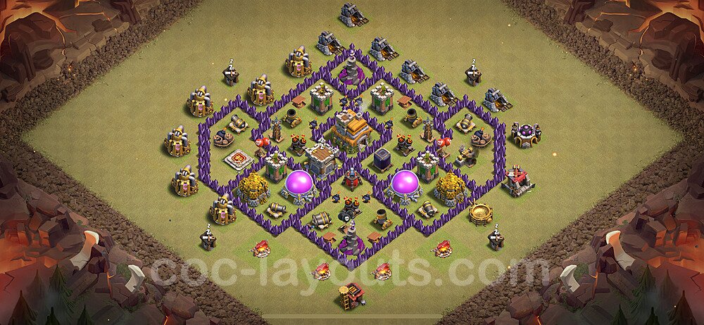 Diseño de aldea para Guerra Anti 3 Estrellas Ayuntamiento 7 Copiar, Anti Todo - COC TH7 Perfecta Distribucion 2024 + Enlace - #135