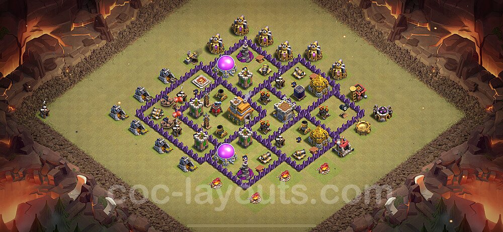 Die Clan War Base RH7 + Link, Anti Air / Dragon, Hybrid 2024 - COC Rathaus Level 7 Kriegsbase (CK / CW) - #137