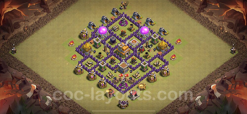 Diseño de aldea para Guerra Anti 2 Estrellas Ayuntamiento 7 Copiar, Anti Todo - COC TH7 Perfecta Distribucion 2024 + Enlace - #139