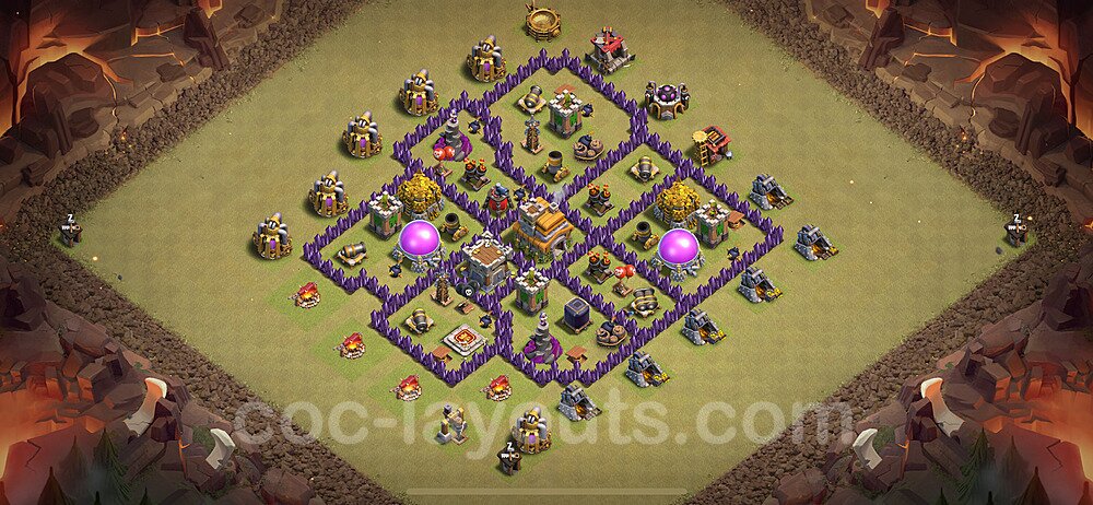 TH7 War Base Plan with Link, Anti Everything, Hybrid, Copy Town Hall 7 CWL Design 2024, #140