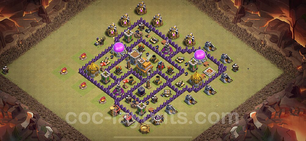 Diseño de aldea para Guerra al Maximo Ayuntamiento 7 Copiar, Híbrido - Full COC TH7 Perfecta Distribucion 2024 + Enlace - #141