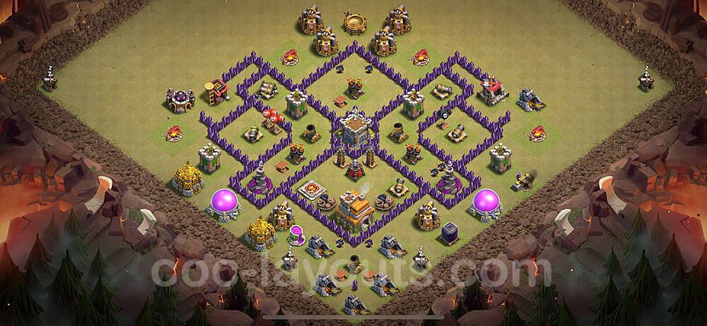 TH7 Anti 3 Stars CWL War Base Plan with Link, Copy Town Hall 7 Design 2024, #142