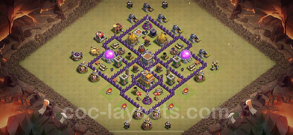 TH7 Anti 2 Stars CWL War Base Plan with Link, Anti Everything, Copy Town Hall 7 Design 2024, #149