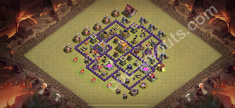 Top Anti 2 Etoiles Base de Guerre HDV 7 + Lien (Link), Hybride 2025 gdc - Hôtel de Ville 7 Base Copier - #156