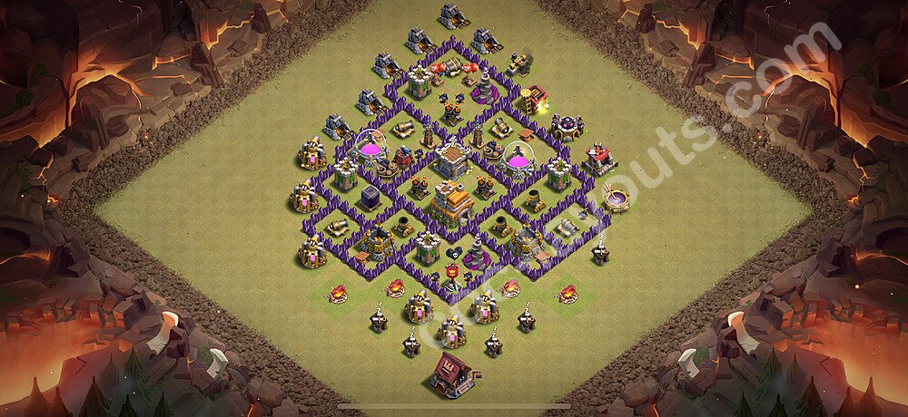 Die Anti 2 Sterne Clan War Base RH7 + Link, Hybrid 2026 - COC Rathaus Level 7 Kriegsbase (CK / CW) - #157