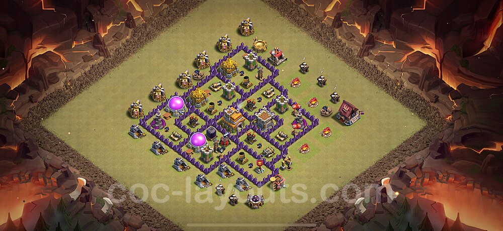 Die Maximal Clan War Base RH7 + Link, Hybrid 2025 - COC Rathaus Level 7 Kriegsbase (CK / CW) - #158