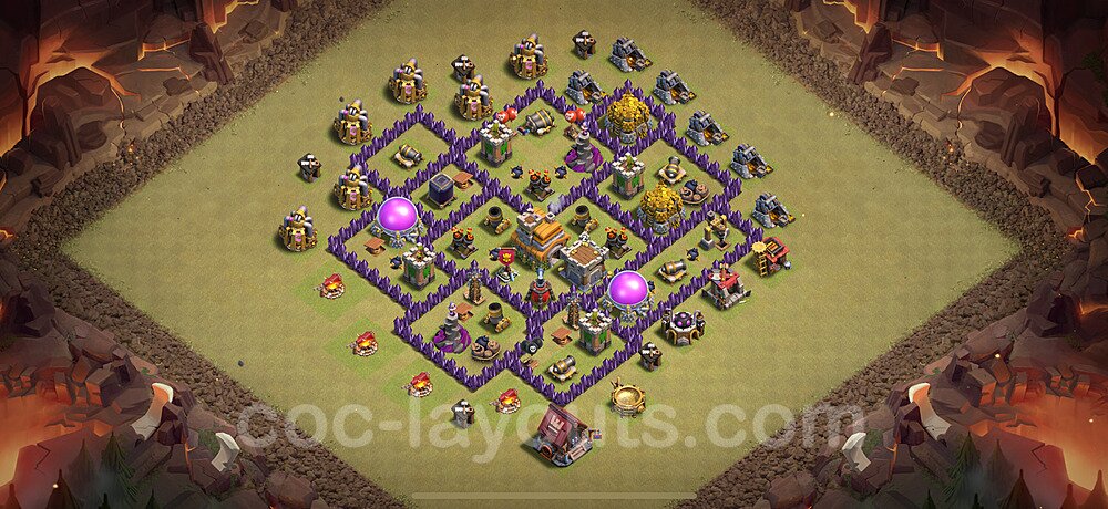 TH7 Max Levels CWL War Base Plan with Link, Hybrid, Copy Town Hall 7 Design 2025, #159