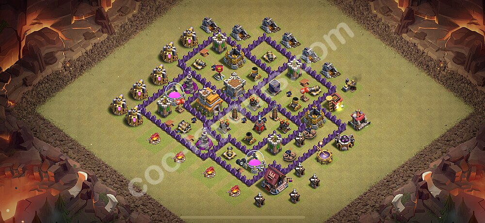 TH7 War Base Plan with Link, Anti Air / Dragon, Hybrid, Copy Town Hall 7 CWL Design 2026, #161