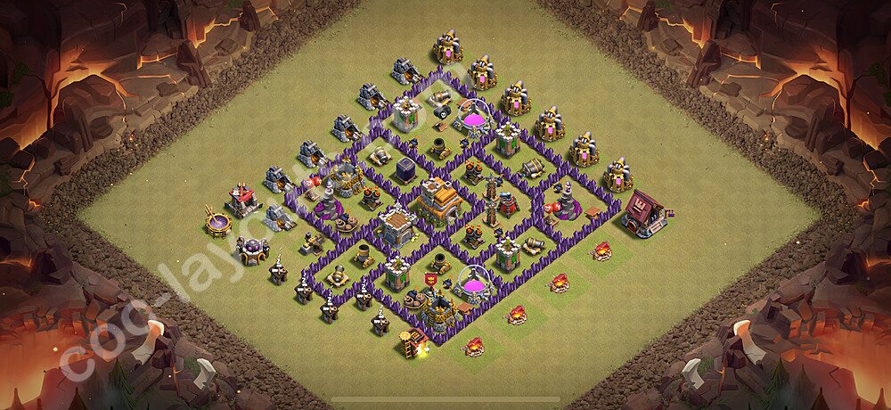 Top Maxé Base de Guerre HDV 7 + Lien (Link), Hybride 2025 gdc - Hôtel de Ville 7 Base Copier - #162