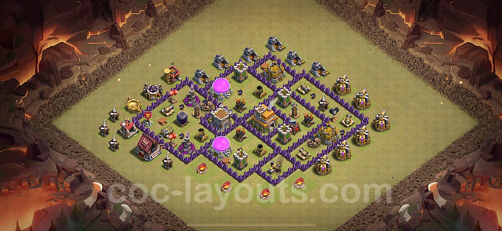 Diseño de aldea para Guerra al Maximo Ayuntamiento 7 Copiar, Híbrido - Full COC TH7 Perfecta Distribucion 2025 + Enlace - #167