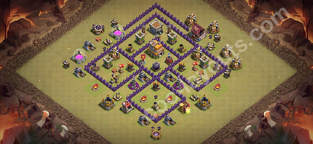 Top Anti 3 Etoiles Base de Guerre HDV 7 + Lien (Link) 2026 gdc - Hôtel de Ville 7 Base Copier - #173