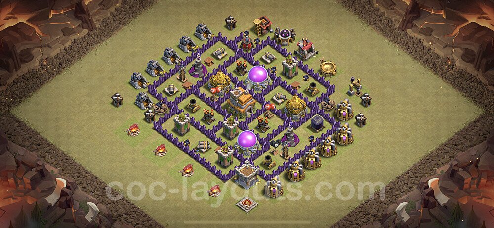 Die Anti 2 Sterne Clan War Base RH7 + Link, Hybrid - COC Rathaus Level 7 Kriegsbase (CK / CW) - #21