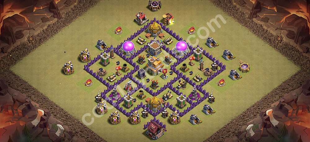Ustawienie baza wojskowa TH7 z linkiem, Anty Wszystko, Hybrydowy - Ratusz poziom 7 - COC 2026 - #38
