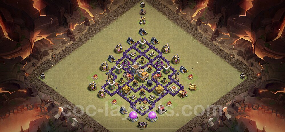 TH7 Max Levels CWL War Base Plan with Link, Anti Everything, Copy Town Hall 7 Design 2021, #48