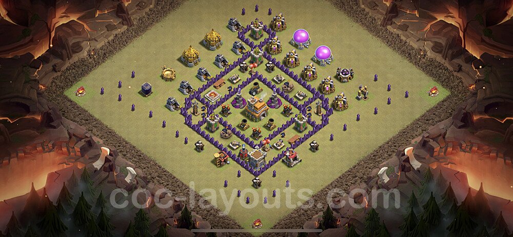 TH7 Max Levels CWL War Base Plan with Link, Anti Everything, Copy Town Hall 7 Design, #54