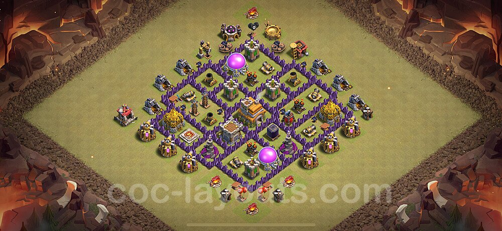 TH7 Anti 2 Stars CWL War Base Plan with Link, Anti Everything, Copy Town Hall 7 Design 2024, #92