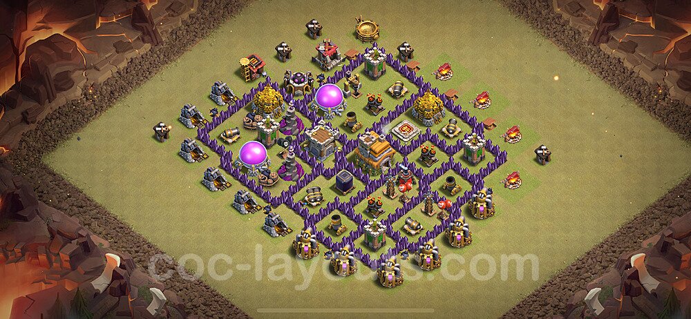 TH7 War Base Plan with Link, Anti Everything, Hybrid, Copy Town Hall 7 CWL Design 2024, #94