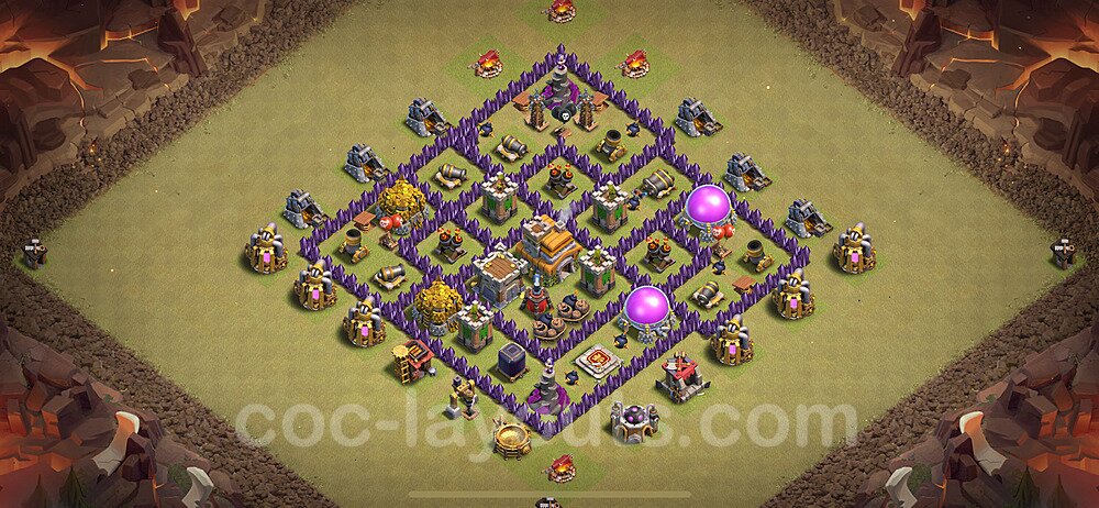 TH7 War Base Plan with Link, Anti Air / Dragon, Hybrid, Copy Town Hall 7 CWL Design 2024, #97