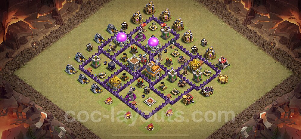 Diseño de aldea para Guerra al Maximo Ayuntamiento 7 Copiar, Anti Todo - Full COC TH7 Perfecta Distribucion 2024 + Enlace - #98