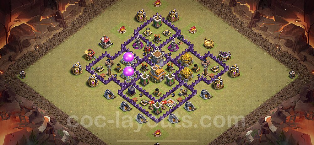 Diseño de aldea para Guerra Anti 3 Estrellas Ayuntamiento 7 Copiar, Anti Todo - COC TH7 Perfecta Distribucion 2024 + Enlace - #99