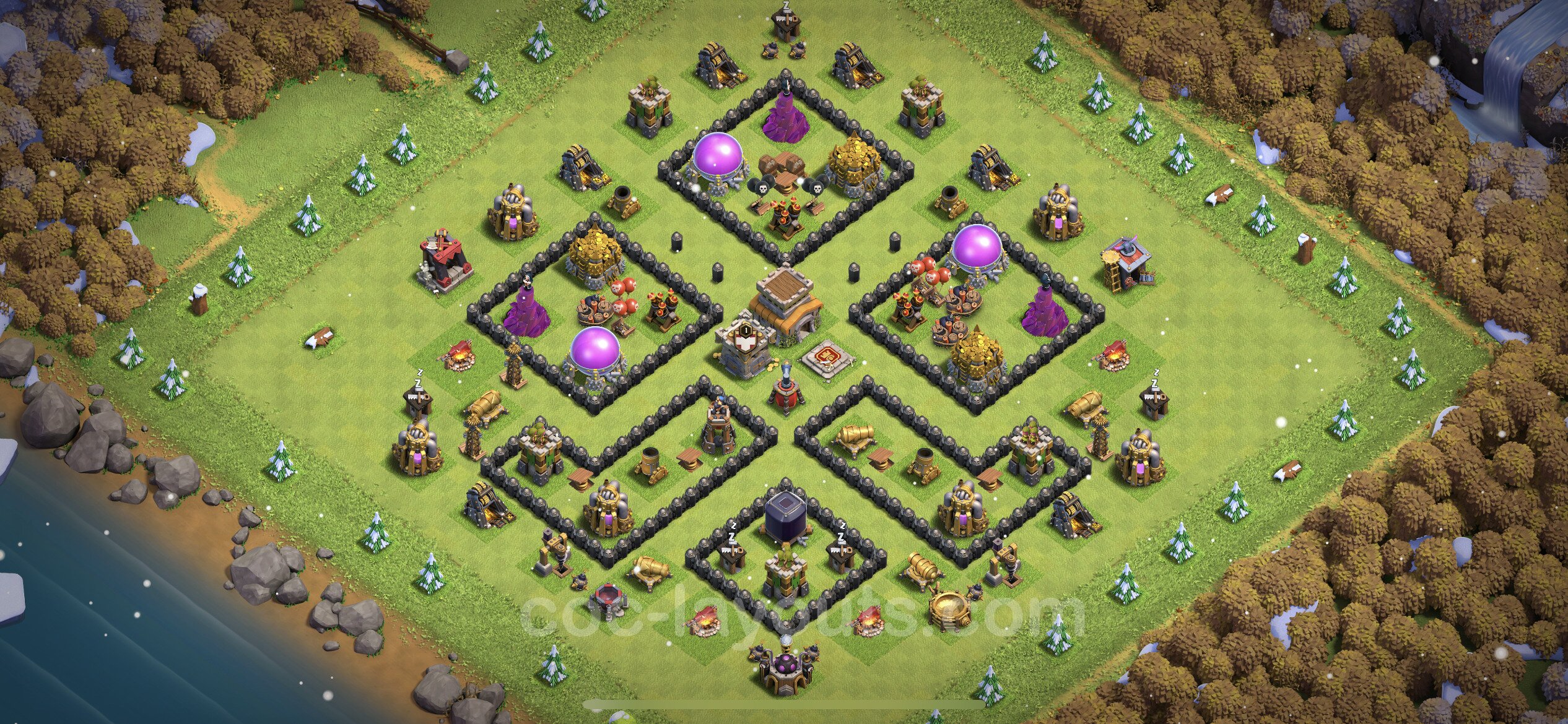 Top Base TH8 with Link, Anti 3 Stars - Anti Everything Defence Plan - Clash ...